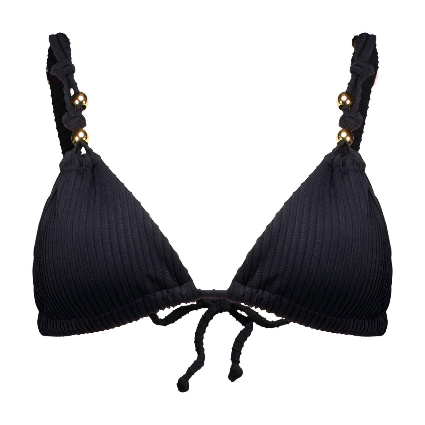 Camila Crinkle Bikini Top with Gold Accents