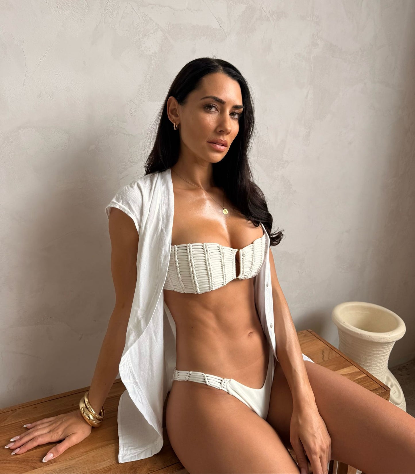 Sirena Macramé Satin Bandeau Top