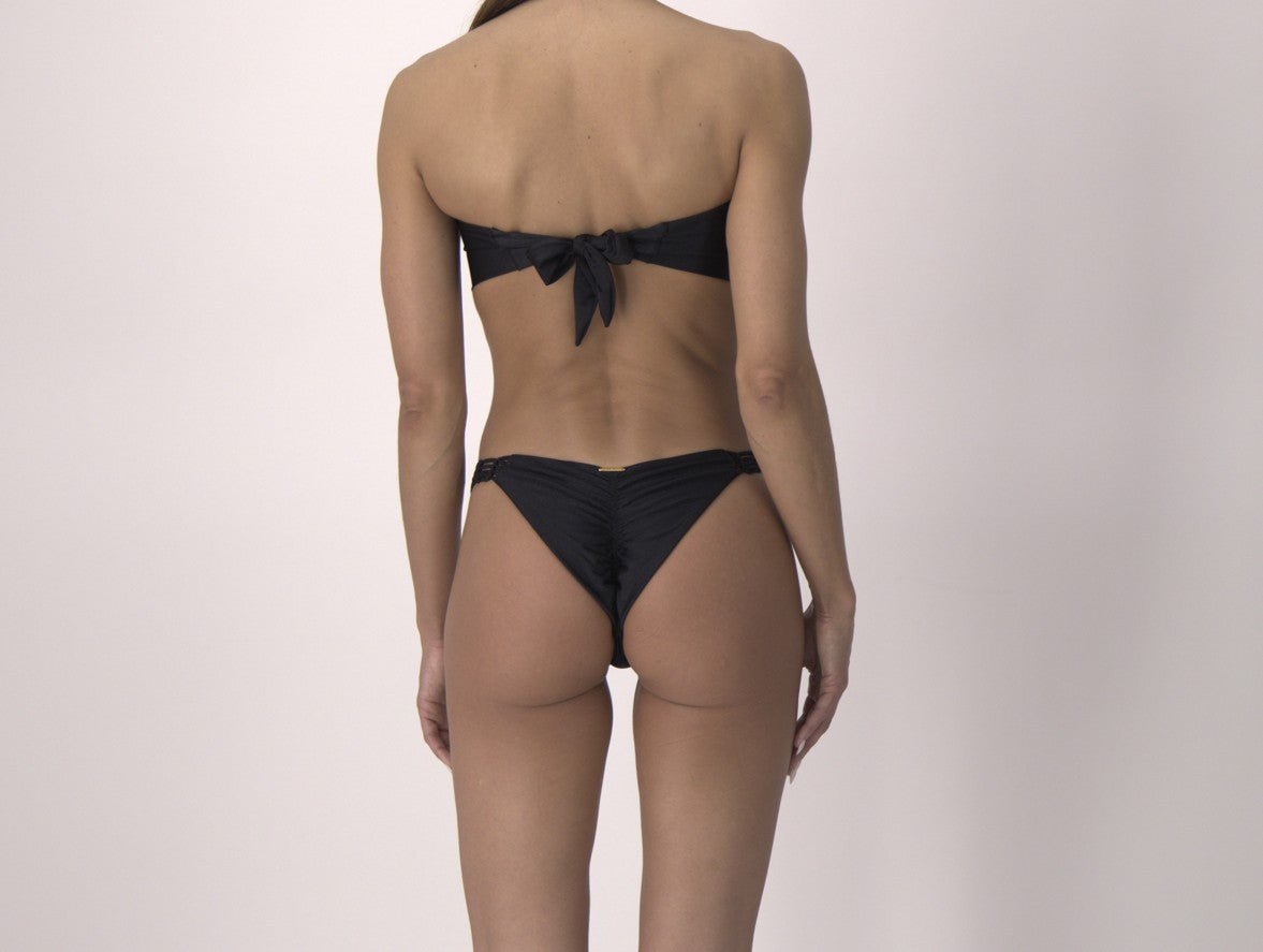 Sirena Satin Bikini Bottom With Macramé Side Straps