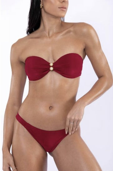 Tomara Metallic Cheeky Bottom - Cherry Red