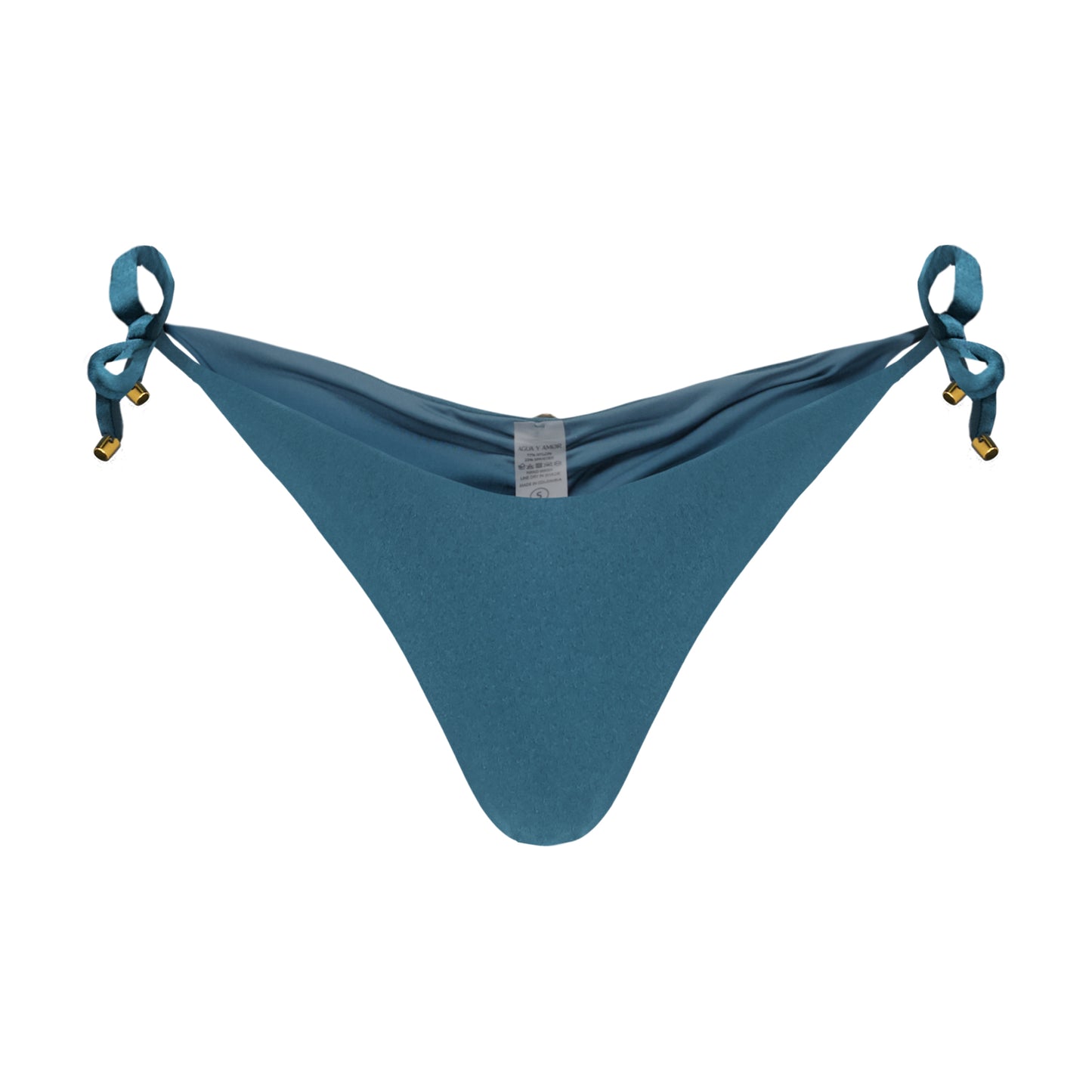 Cariño Side Tie Ruched Satin Bikini Bottom