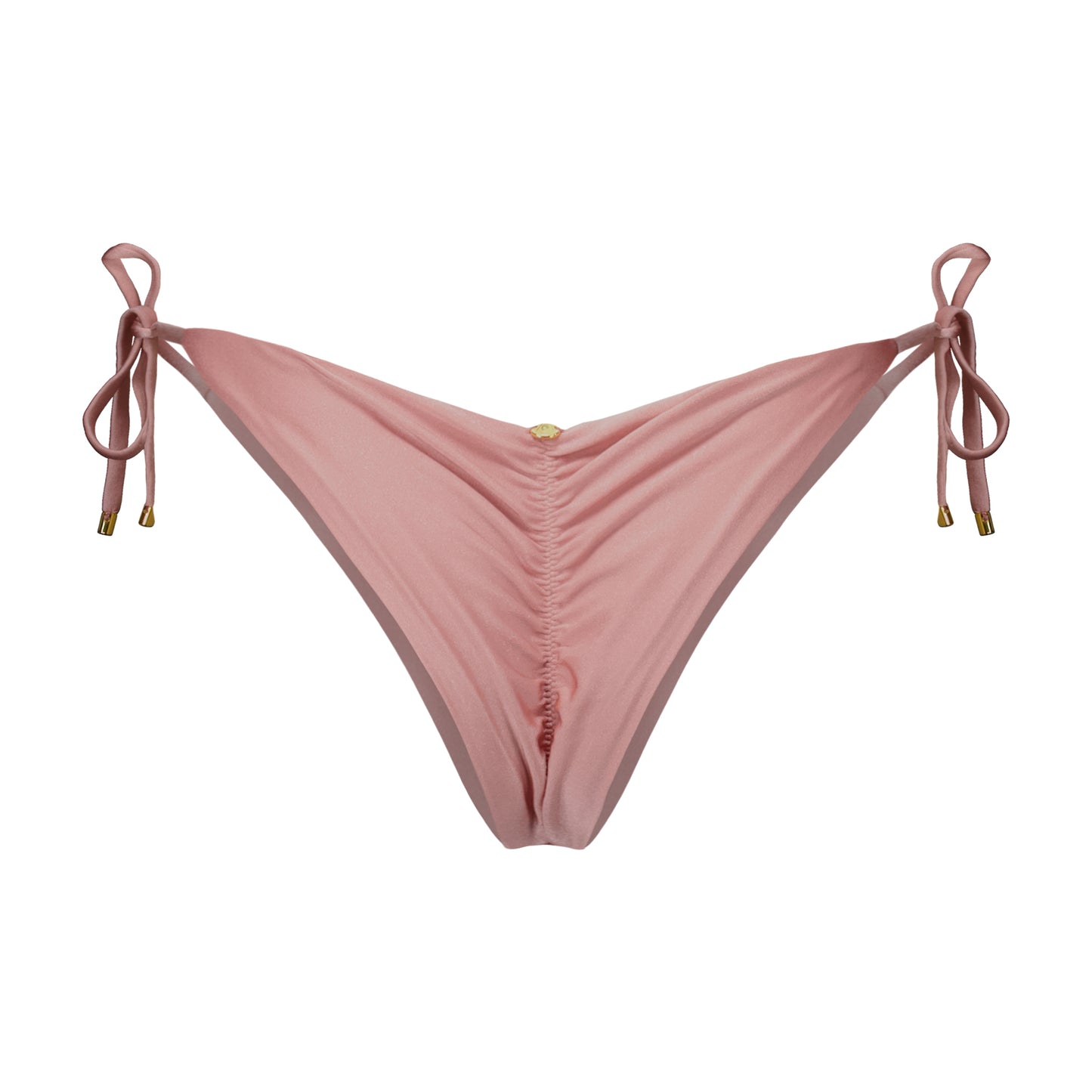 Cariño Side Tie Ruched Satin Bikini Bottom