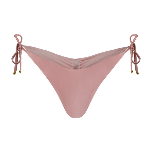 Cariño Side Tie Ruched Satin Bikini Bottom