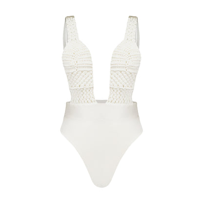 Sirena Macramé Satin One-Piece