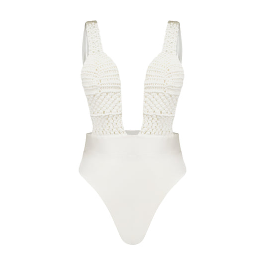 Sirena Macramé Satin One-Piece