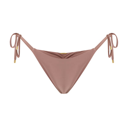 Cariño Side Tie Ruched Satin Bikini Bottom