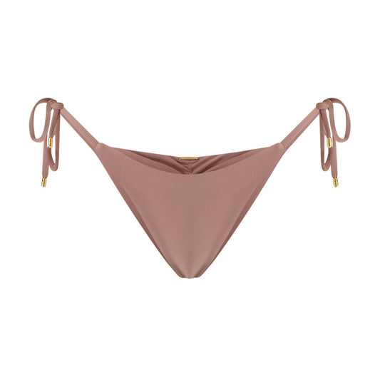 Cariño Side Tie Ruched Satin Bikini Bottom