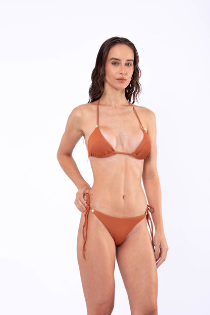 Juliana Terracotta Ribbed Bikini Bottom