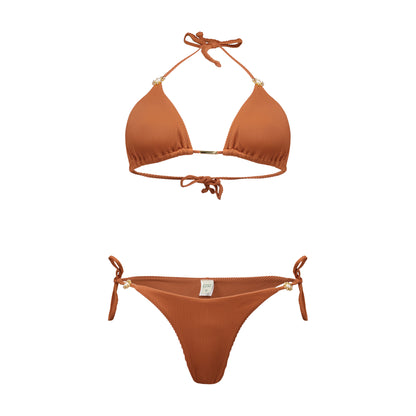 Juliana Terracotta Ribbed Bikini Bottom