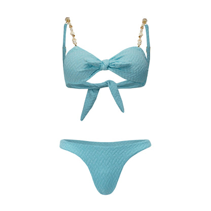 Janaina Aqua Blue Textured Bikini Top