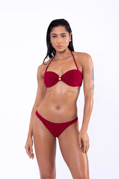 Tomara Metallic Cheeky Bottom - Cherry Red